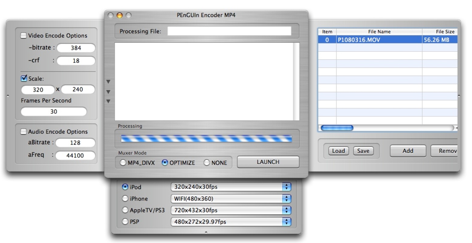 PEnGUIn Encoder MP4 0.98b6 feature