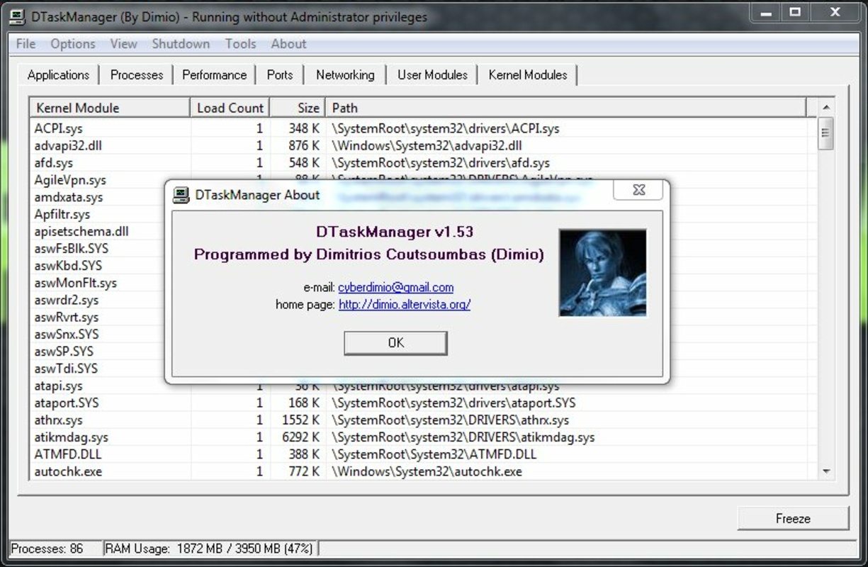 DTaskManager 1.57 for Windows Screenshot 1