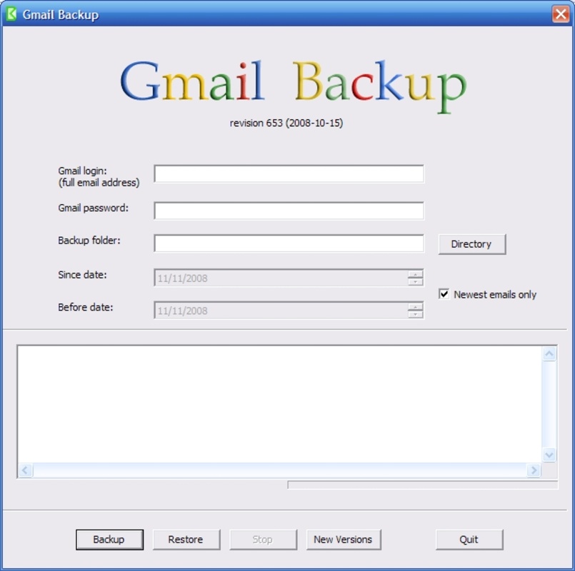 GMail Backup 0.104 feature