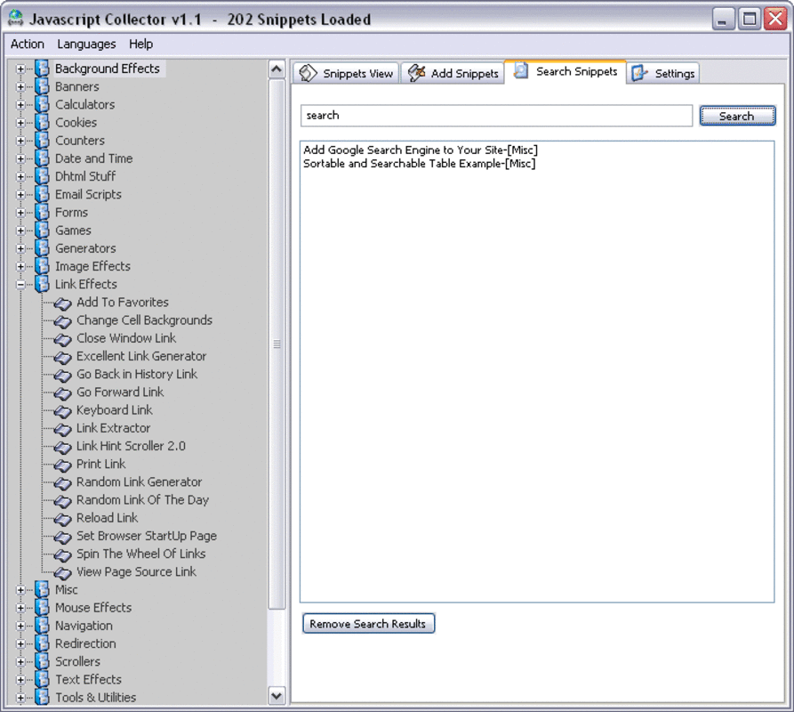 JavaScript Collector 1.1.04 for Windows Screenshot 1