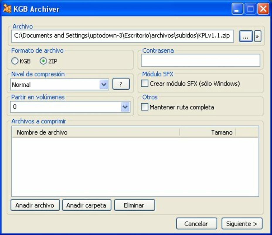KGB Archiver 2 Beta 2 feature