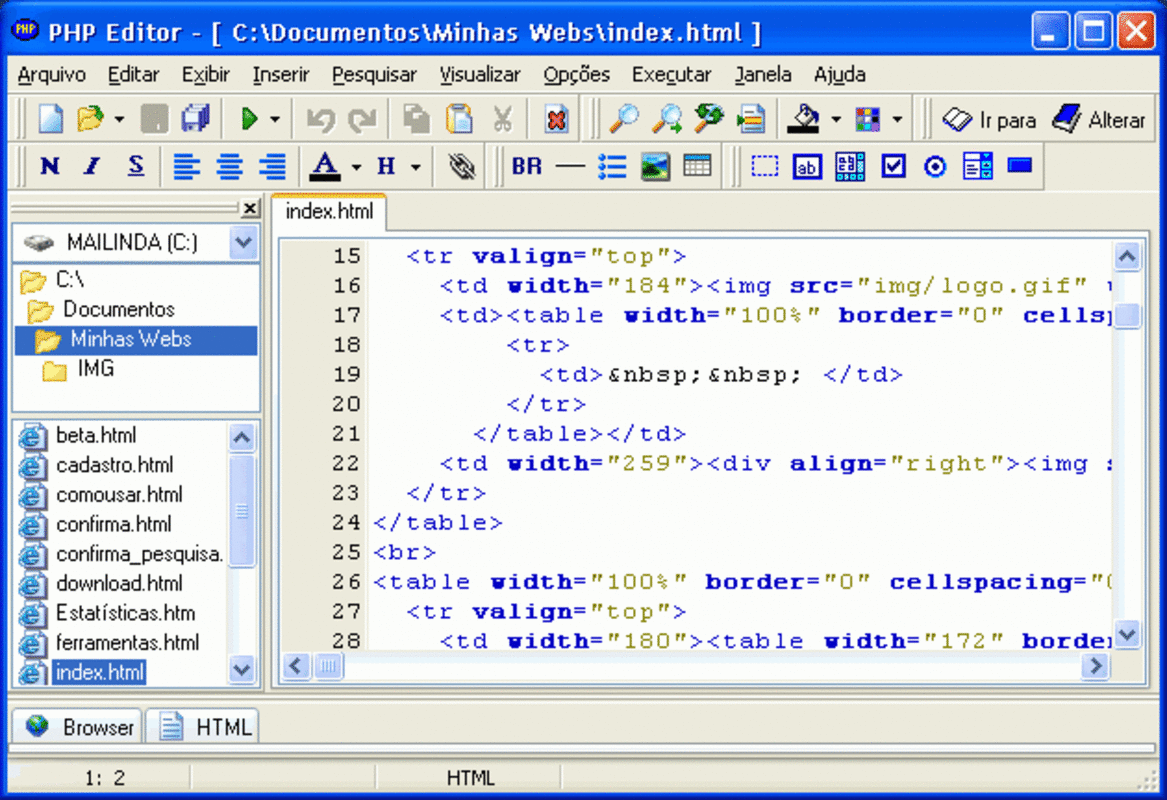 PHP Editor 2.22 for Windows Screenshot 1