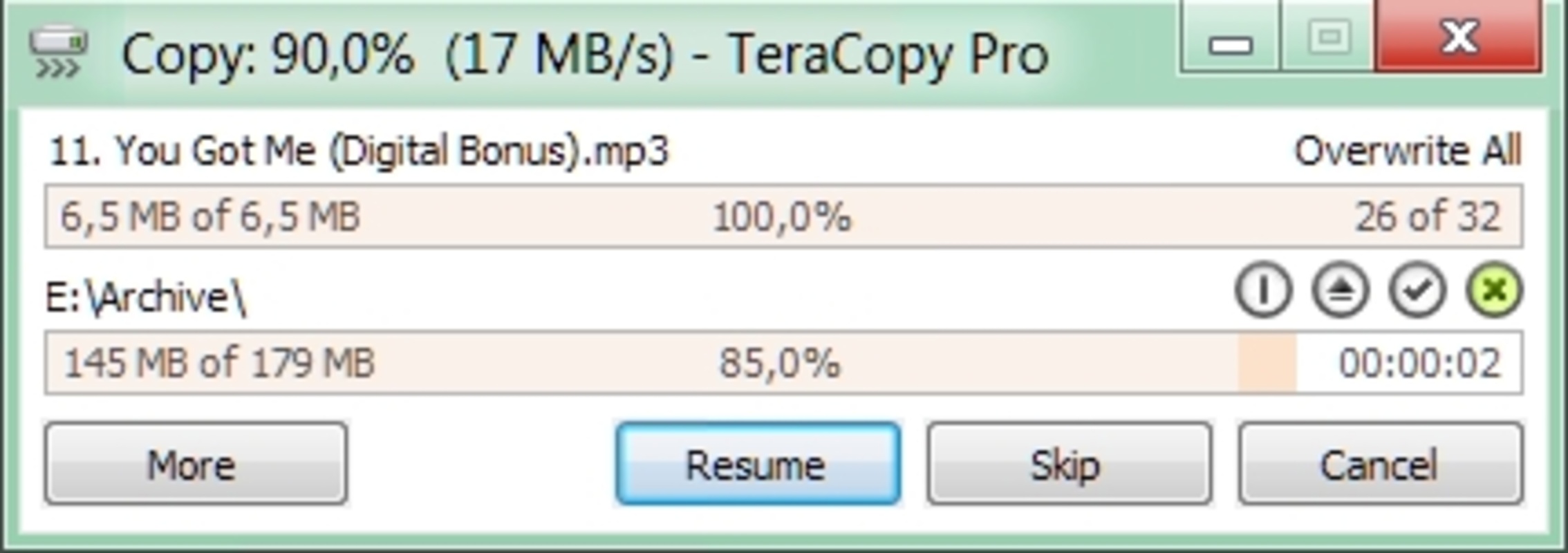 Teracopy 3.12 feature
